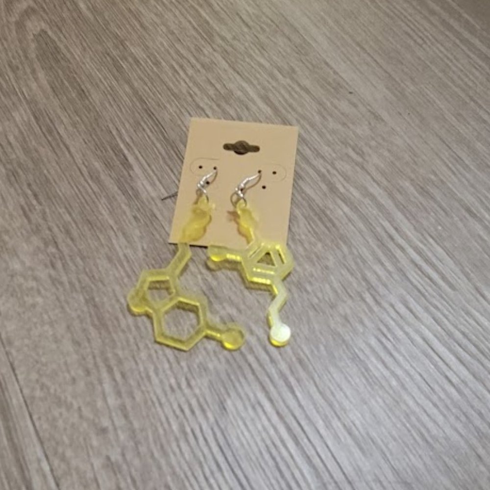 Neon Serotonin & Dopamine Molecule Earrings - NWT